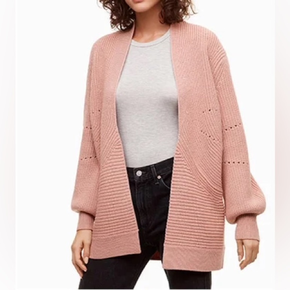 Aritzia Wilfred Darcey Cardigan Merino Wool Light Pink Size XXS Oversized